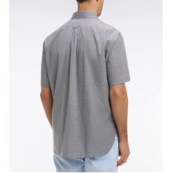 Chemise à manches courtes en coton à carreaux Vichy marine