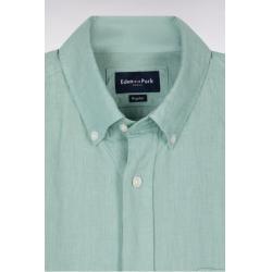 Chemise vert d'eau en lin coupe droite
