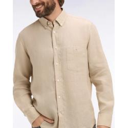 Chemise beige en lin coupe droite