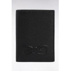 Portefeuille format français en cuir grainé noir à compartiment zippé