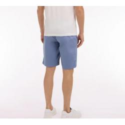 Bermuda chino en gabardine stretch bleu