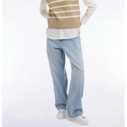 Jean en denim bleached coupe droite et large