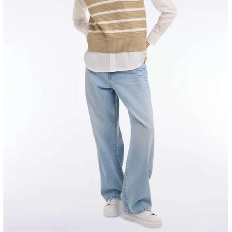 Jean en denim bleached coupe droite et large