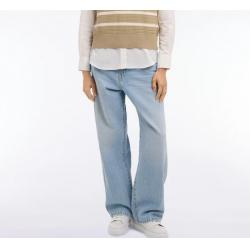 Jean en denim bleached coupe droite et large