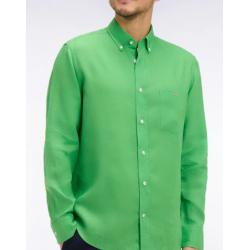 Chemise vert en lin coupe droite