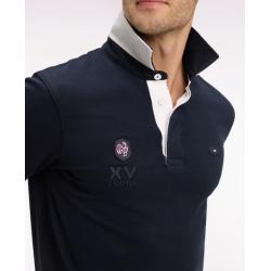 Maillot à manches courtes XV de France en coton marine brodé coupe Regular