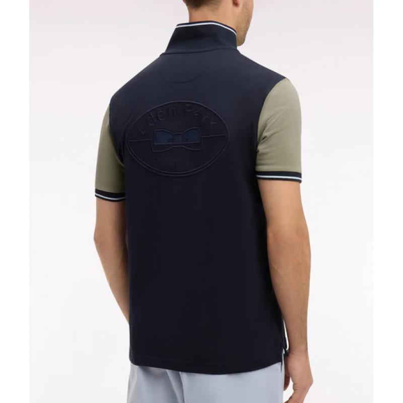 Polo à manches courtes en coton marine et kaki