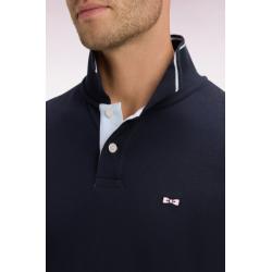 Polo à manches courtes en coton marine et kaki