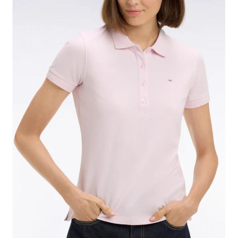 Polo à manches courtes en coton stretch rose