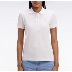 Polo à manches courtes en coton stretch blanc