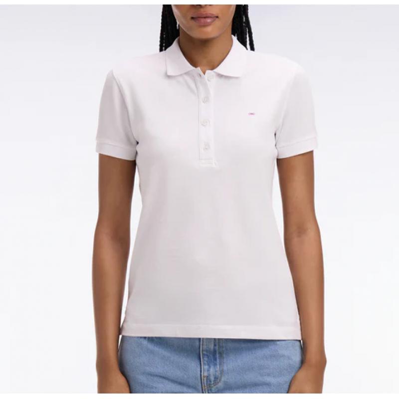 Polo à manches courtes en coton stretch blanc