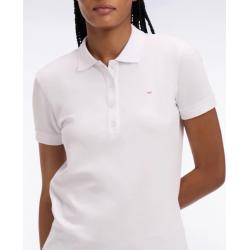 Polo à manches courtes en coton stretch blanc