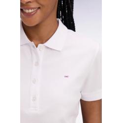 Polo à manches courtes en coton stretch blanc