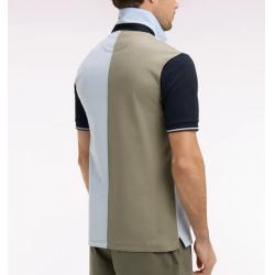 Maillot à manches courtes en coton bicolore kaki et bleu ciel broderie 10 coupe Regular