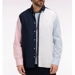 Chemise en coton colorblock coupe regular