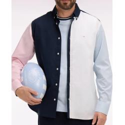 Chemise en coton colorblock coupe regular