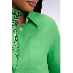 Chemise en lin verte à poches plaquées