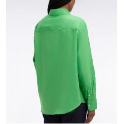 Chemise en lin verte à poches plaquées