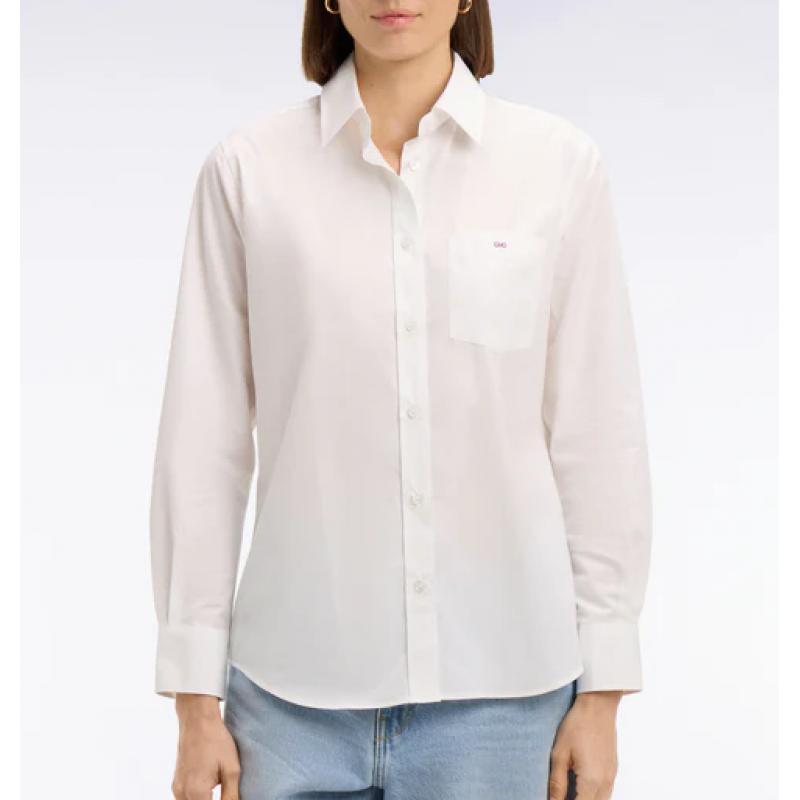 Chemise en popeline de coton blanche coupe slim