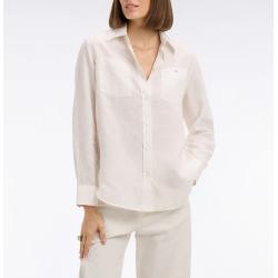 Chemise en lin blanc à poches plaquées