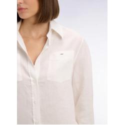 Chemise en lin blanc à poches plaquées
