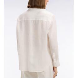 Chemise en lin blanc à poches plaquées