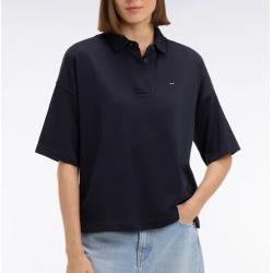 Maillot à manches courtes en coton Pima marine coupe relaxed