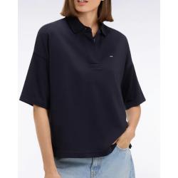 Maillot à manches courtes en coton Pima marine coupe relaxed