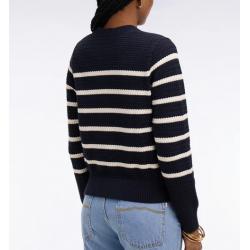 Cardigan marinière en maille tressée marine