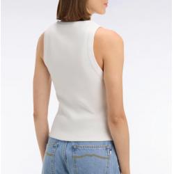 Débardeur côtelé en coton et modal stretch blanc
