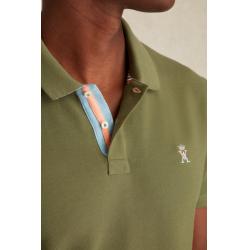 Polo Vert Romarin Pibo à Détails Bicolore