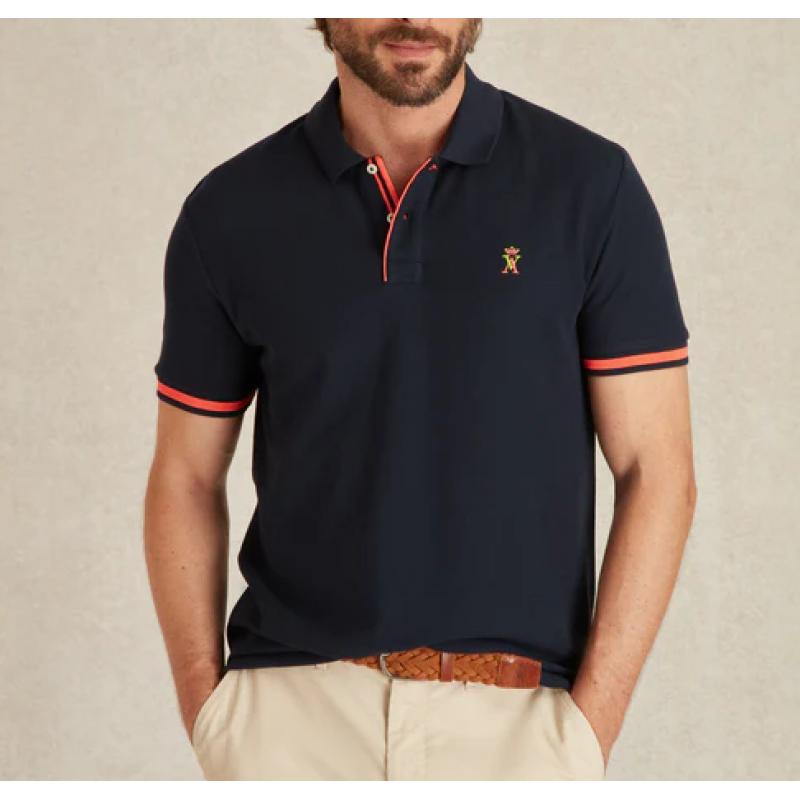 Polo Navy Phuoc à Détails Fluo