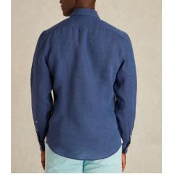 Chemise Ocean Blue Clay Slim en Lin