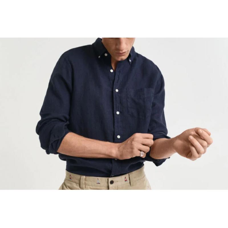 GANT - Chemise coupe regular en lin teint en pièce