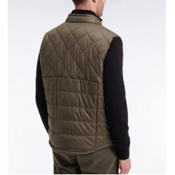Doudoune sans manches col motard en nylon matelassé kaki