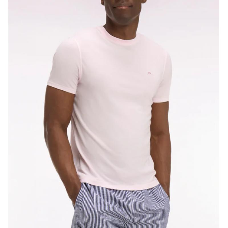 T-shirt rose à manches courtes en lyocell et coton coupe regular