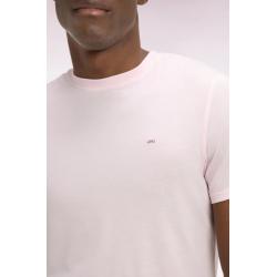 T-shirt rose à manches courtes en lyocell et coton coupe regular