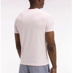 T-shirt rose à manches courtes en lyocell et coton coupe regular