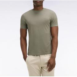 T-shirt kaki à manches courtes en lyocell et coton coupe regular