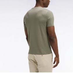 T-shirt kaki à manches courtes en lyocell et coton coupe regular