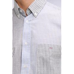 Chemise Eden Park - Coton Jacquard Dobby Italien - Rayures Bâtons - Coupe Regular - Bleu Marine