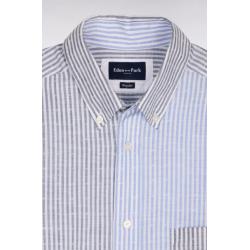 Chemise Eden Park - Coton Jacquard Dobby Italien - Rayures Bâtons - Coupe Regular - Bleu Marine