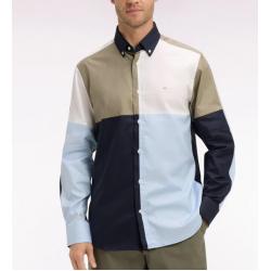 Chemise Eden Park - Coton - Design Colorblock - Bleu Ciel - Coupe Regular
