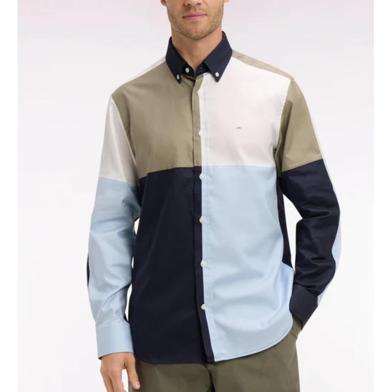 Chemise Eden Park - Coton - Design Colorblock - Bleu Ciel - Coupe Regular