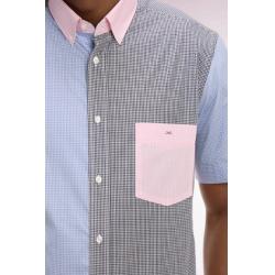 Chemise Eden Park Manches Courtes - Popeline de Coton Vichy - Bleu Marine - Coupe Regular