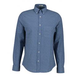 Chemise GANT - Coton Lin Imprimé - Bleu Vintage - Coupe Regular