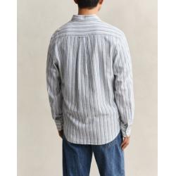 Chemise GANT - Lin Mélangé Rayé - Bleu Vintage - Coupe Regular