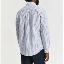 Chemise GANT - Popeline de Coton Rayée - Bleu Clair - Coupe Regular