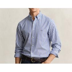 Chemise GANT - Popeline de Coton Rayée - Bleu College - Coupe Regular