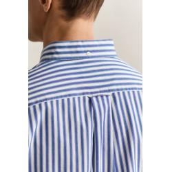 Chemise GANT - Popeline de Coton Rayée - Bleu College - Coupe Regular